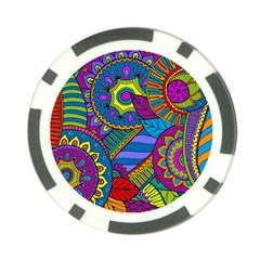 Pop Art Paisley Flowers Ornaments Multicolored Poker Chip Card Guards by EDDArt