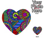 Pop Art Paisley Flowers Ornaments Multicolored Multi-purpose Cards (Heart)  Back 14