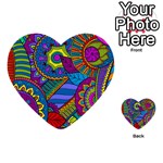 Pop Art Paisley Flowers Ornaments Multicolored Multi-purpose Cards (Heart)  Front 33