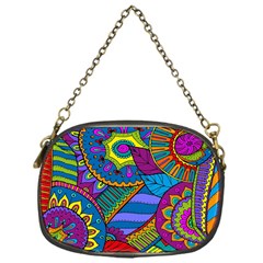 Pop Art Paisley Flowers Ornaments Multicolored Chain Purses (one Side) 