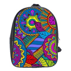 Pop Art Paisley Flowers Ornaments Multicolored School Bags (xl) 