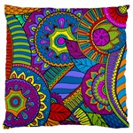 Pop Art Paisley Flowers Ornaments Multicolored Large Flano Cushion Case (Two Sides) Back