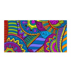 Pop Art Paisley Flowers Ornaments Multicolored Satin Wrap by EDDArt