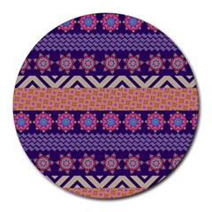 Colorful Winter Pattern Round Mousepads by DanaeStudio