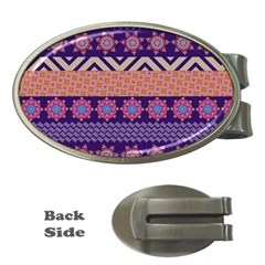 Colorful Winter Pattern Money Clips (oval)  by DanaeStudio