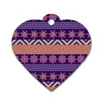 Colorful Winter Pattern Dog Tag Heart (One Side) Front