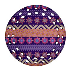 Colorful Winter Pattern Ornament (round Filigree)  by DanaeStudio