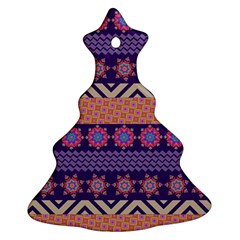 Colorful Winter Pattern Christmas Tree Ornament (2 Sides) by DanaeStudio