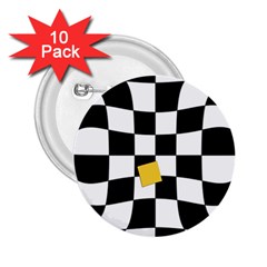 Dropout Yellow Black And White Distorted Check 2 25  Buttons (10 Pack)  by designworld65