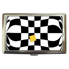 Dropout Yellow Black And White Distorted Check Cigarette Money Cases by designworld65