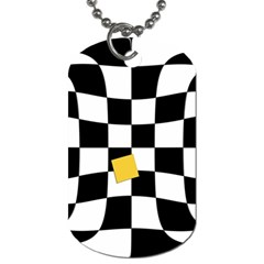 Dropout Yellow Black And White Distorted Check Dog Tag (two Sides) by designworld65