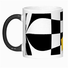 Dropout Yellow Black And White Distorted Check Morph Mugs by designworld65