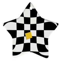 Dropout Yellow Black And White Distorted Check Star Ornament (two Sides)  by designworld65