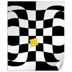 Dropout Yellow Black And White Distorted Check Canvas 16  X 20   by designworld65