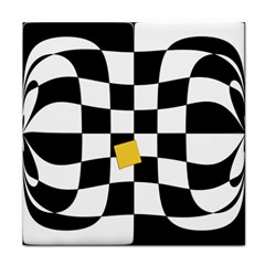 Dropout Yellow Black And White Distorted Check Face Towel by designworld65