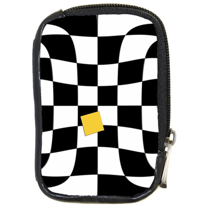 Dropout Yellow Black And White Distorted Check Compact Camera Cases