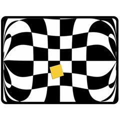 Dropout Yellow Black And White Distorted Check Fleece Blanket (large)  by designworld65