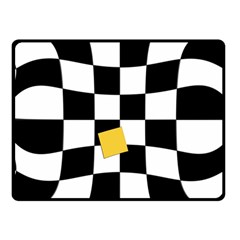 Dropout Yellow Black And White Distorted Check Fleece Blanket (small) by designworld65