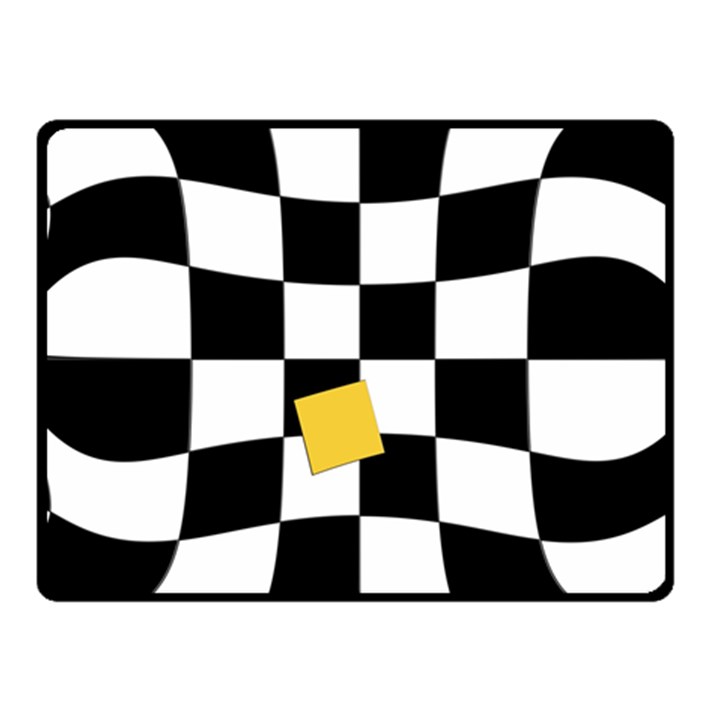 Dropout Yellow Black And White Distorted Check Fleece Blanket (Small)