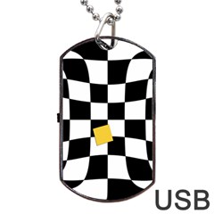 Dropout Yellow Black And White Distorted Check Dog Tag Usb Flash (two Sides)  by designworld65