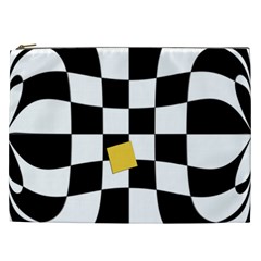 Dropout Yellow Black And White Distorted Check Cosmetic Bag (xxl)  by designworld65