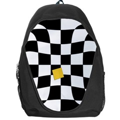 Dropout Yellow Black And White Distorted Check Backpack Bag by designworld65