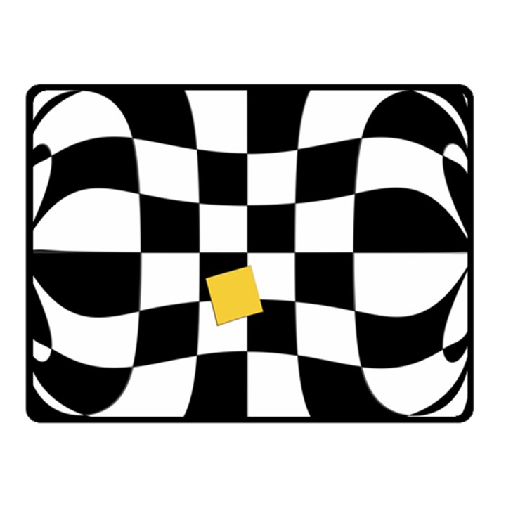Dropout Yellow Black And White Distorted Check Double Sided Fleece Blanket (Small) 