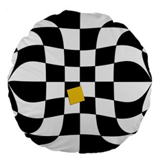 Dropout Yellow Black And White Distorted Check Large 18  Premium Flano Round Cushions by designworld65