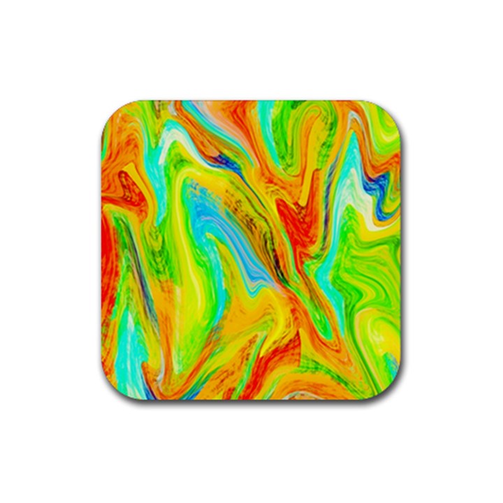 Happy Multicolor Painting Rubber Coaster (Square) 