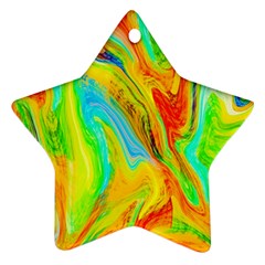 Happy Multicolor Painting Star Ornament (two Sides)  by designworld65
