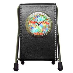 Colorful Mosaic  Pen Holder Desk Clocks by designworld65