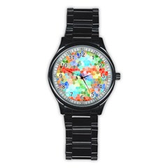 Colorful Mosaic  Stainless Steel Round Watch by designworld65