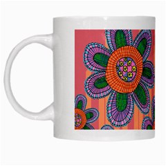 Colorful Floral Dream White Mugs