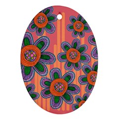 Colorful Floral Dream Oval Ornament (two Sides) by DanaeStudio