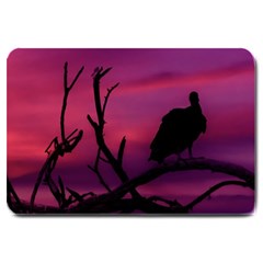 Vultures At Top Of Tree Silhouette Illustration Large Doormat 