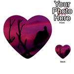 Vultures At Top Of Tree Silhouette Illustration Multi-purpose Cards (Heart)  Back 17