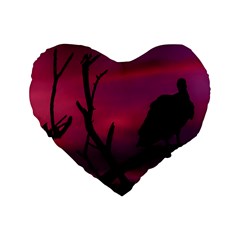 Vultures At Top Of Tree Silhouette Illustration Standard 16  Premium Flano Heart Shape Cushions by dflcprints