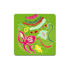 Green Organic Abstract Square Magnet by DanaeStudio