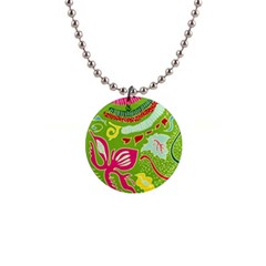 Green Organic Abstract Button Necklaces