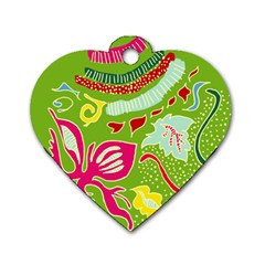 Green Organic Abstract Dog Tag Heart (one Side) by DanaeStudio