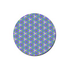Colorful Retro Geometric Pattern Rubber Coaster (round)  by DanaeStudio
