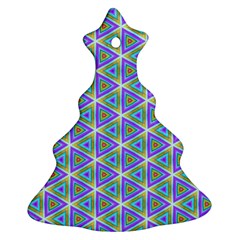 Colorful Retro Geometric Pattern Christmas Tree Ornament (2 Sides) by DanaeStudio
