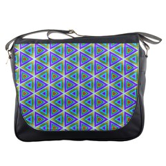 Colorful Retro Geometric Pattern Messenger Bags by DanaeStudio