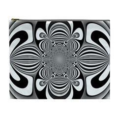 Black And White Ornamental Flower Cosmetic Bag (xl) by designworld65