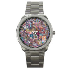 Ornamental Mosaic Background Sport Metal Watch by TastefulDesigns