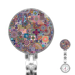 Ornamental Mosaic Background Stainless Steel Nurses Watch