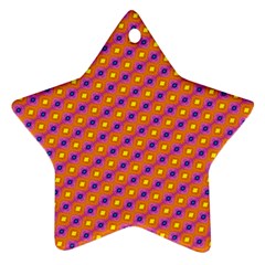 Vibrant Retro Diamond Pattern Ornament (star)  by DanaeStudio