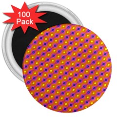 Vibrant Retro Diamond Pattern 3  Magnets (100 Pack) by DanaeStudio