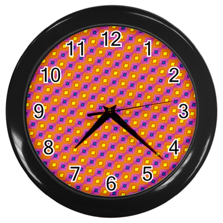 Vibrant Retro Diamond Pattern Wall Clocks (Black)