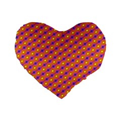 Vibrant Retro Diamond Pattern Standard 16  Premium Flano Heart Shape Cushions by DanaeStudio